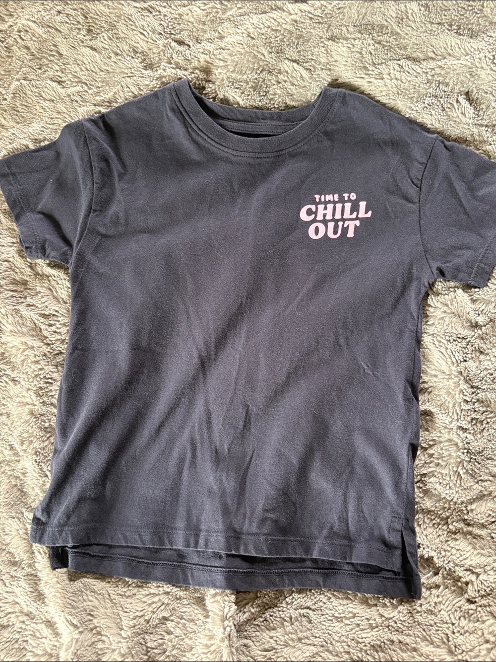 Cotton On Navy Tee with Pink Bubble Tea Graphic on back